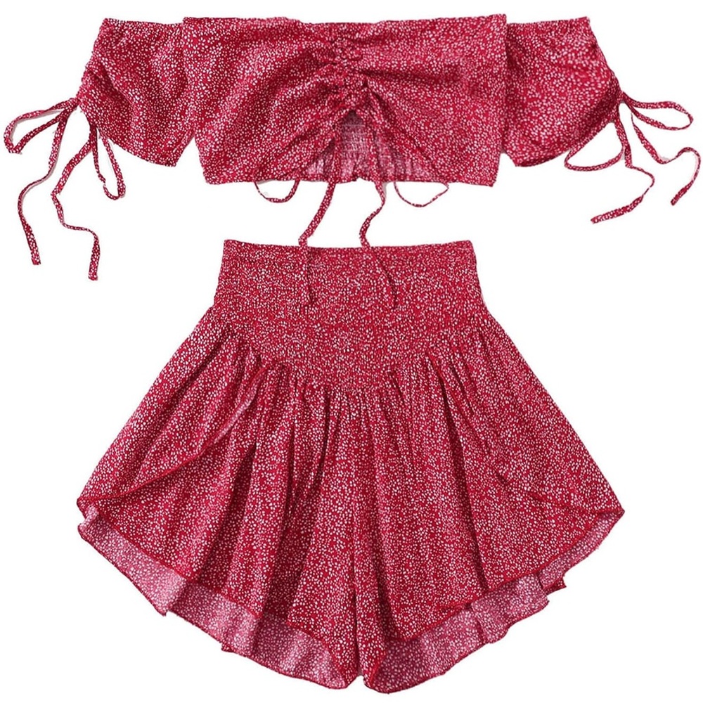 SHEIN Off-Shoulder RED Two-Piece Set